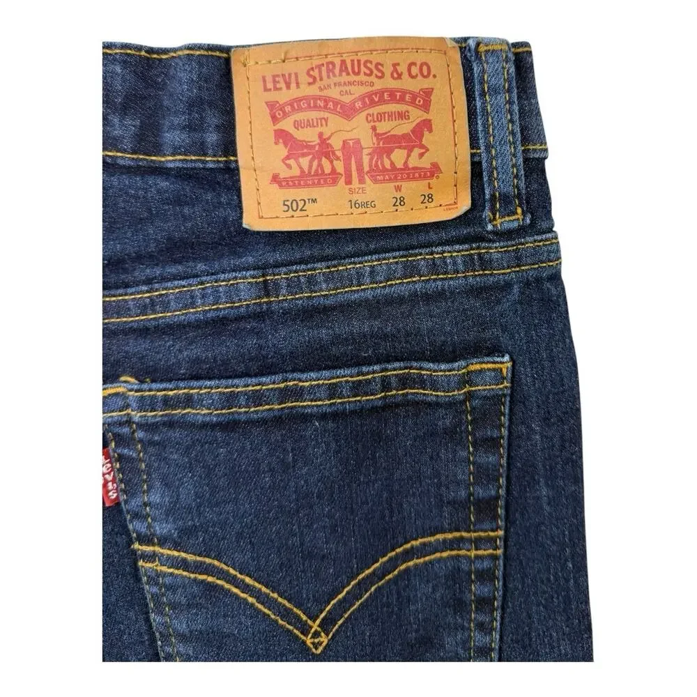 Levis 502 Boys Denim Jeans Sz 16 Reg 28 x 28